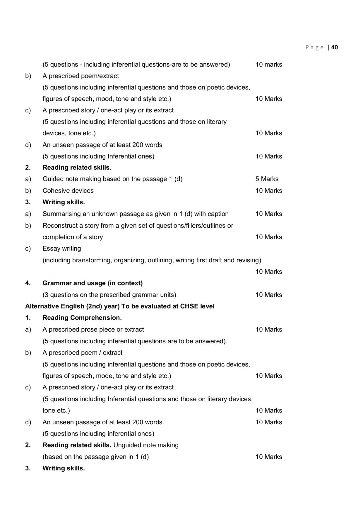 CHSE Odisha Class 12 Syllabus for Commerce - Page 40