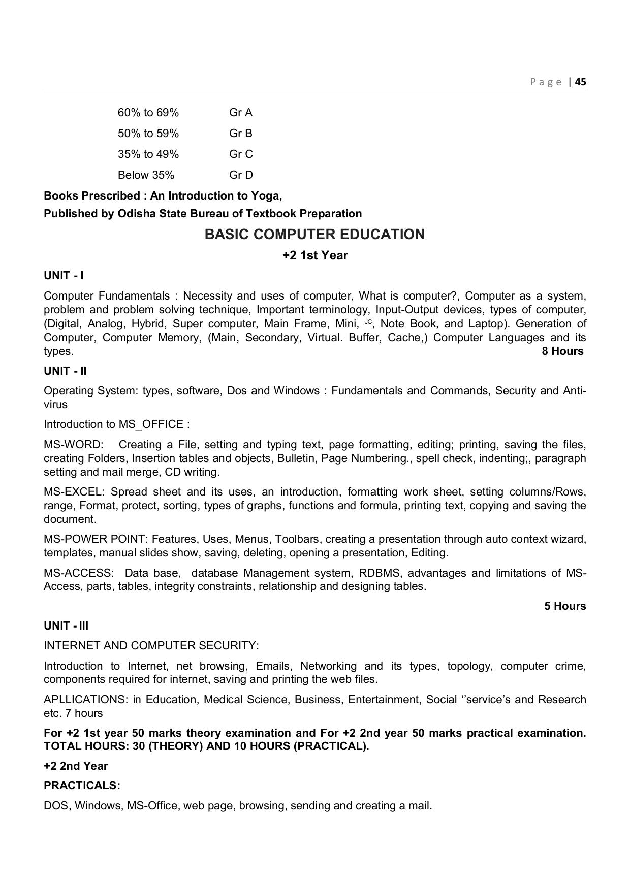 CHSE Odisha Class 12 Syllabus for Commerce - Page 45