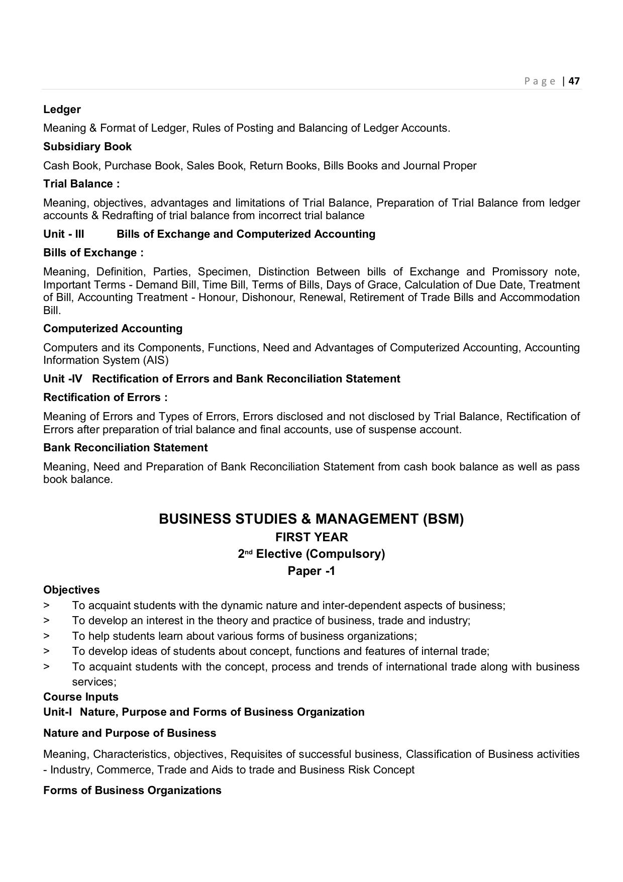 CHSE Odisha Class 12 Syllabus for Commerce - Page 47