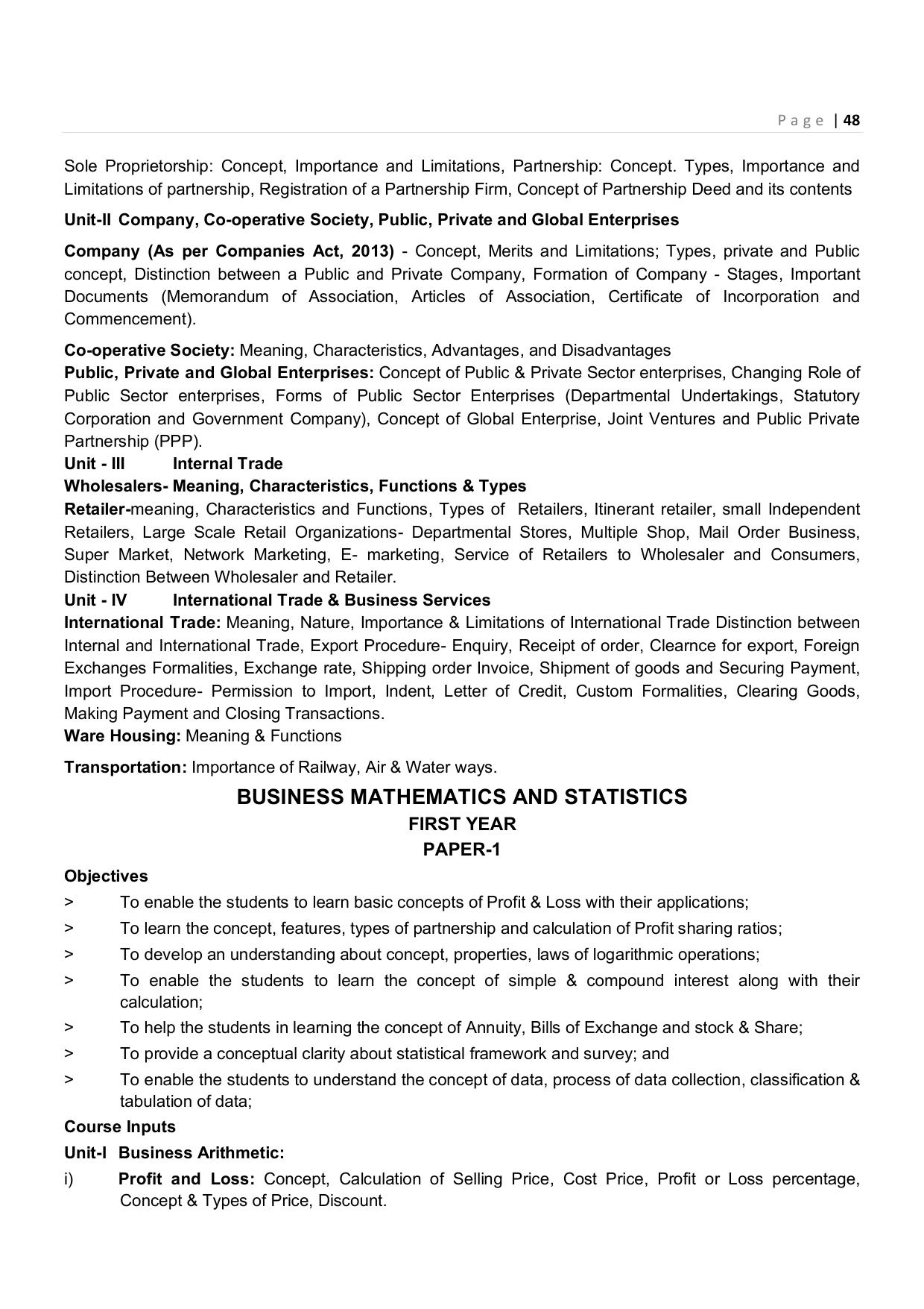 CHSE Odisha Class 12 Syllabus for Commerce - Page 48