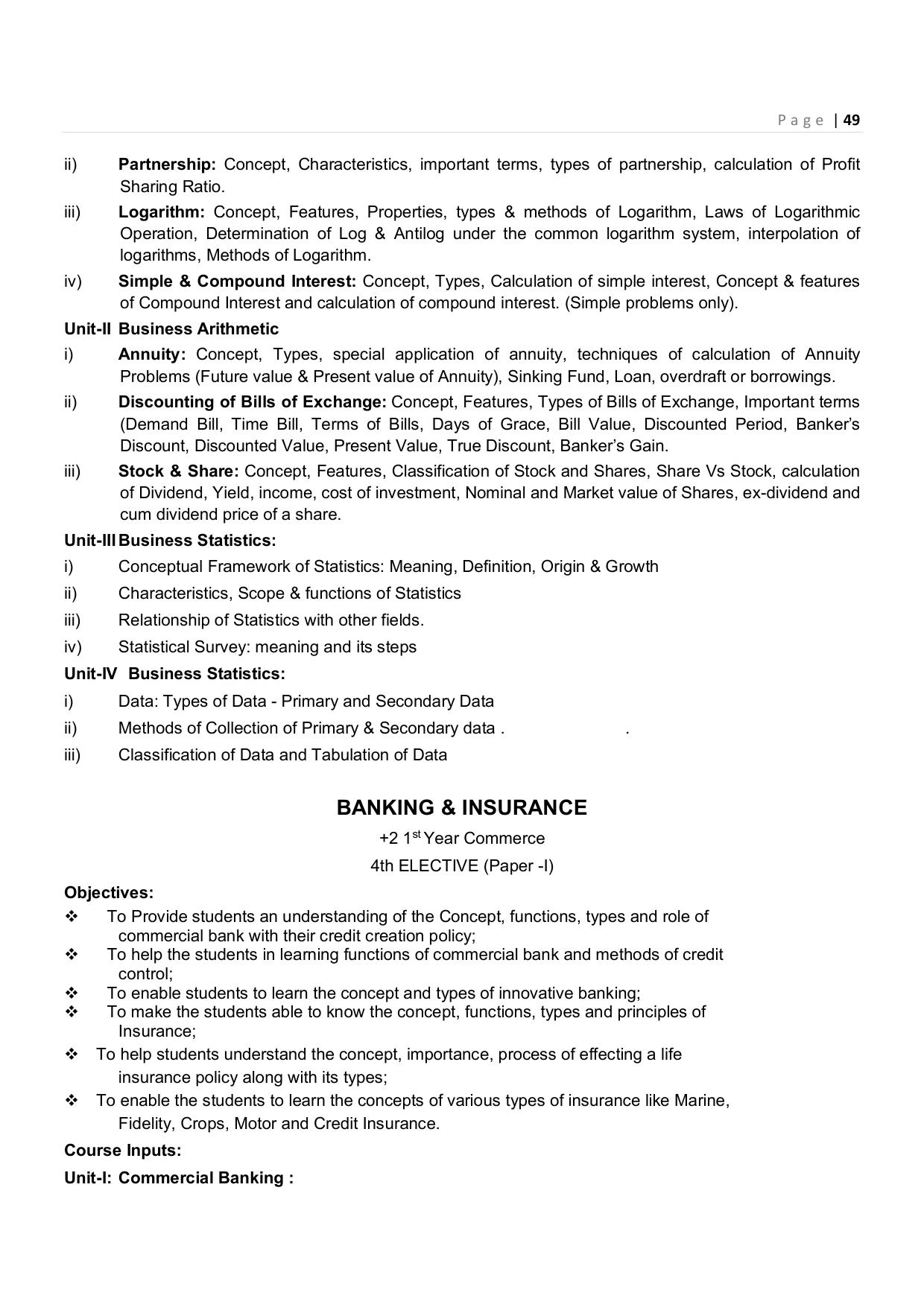 CHSE Odisha Class 12 Syllabus for Commerce - Page 49