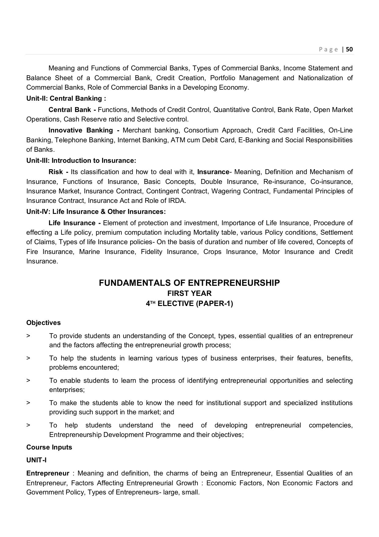 CHSE Odisha Class 12 Syllabus for Commerce - Page 50