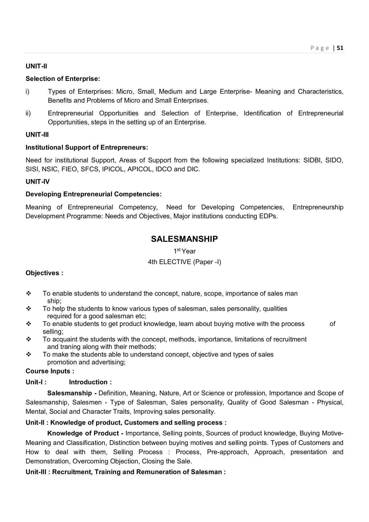 CHSE Odisha Class 12 Syllabus for Commerce - Page 51