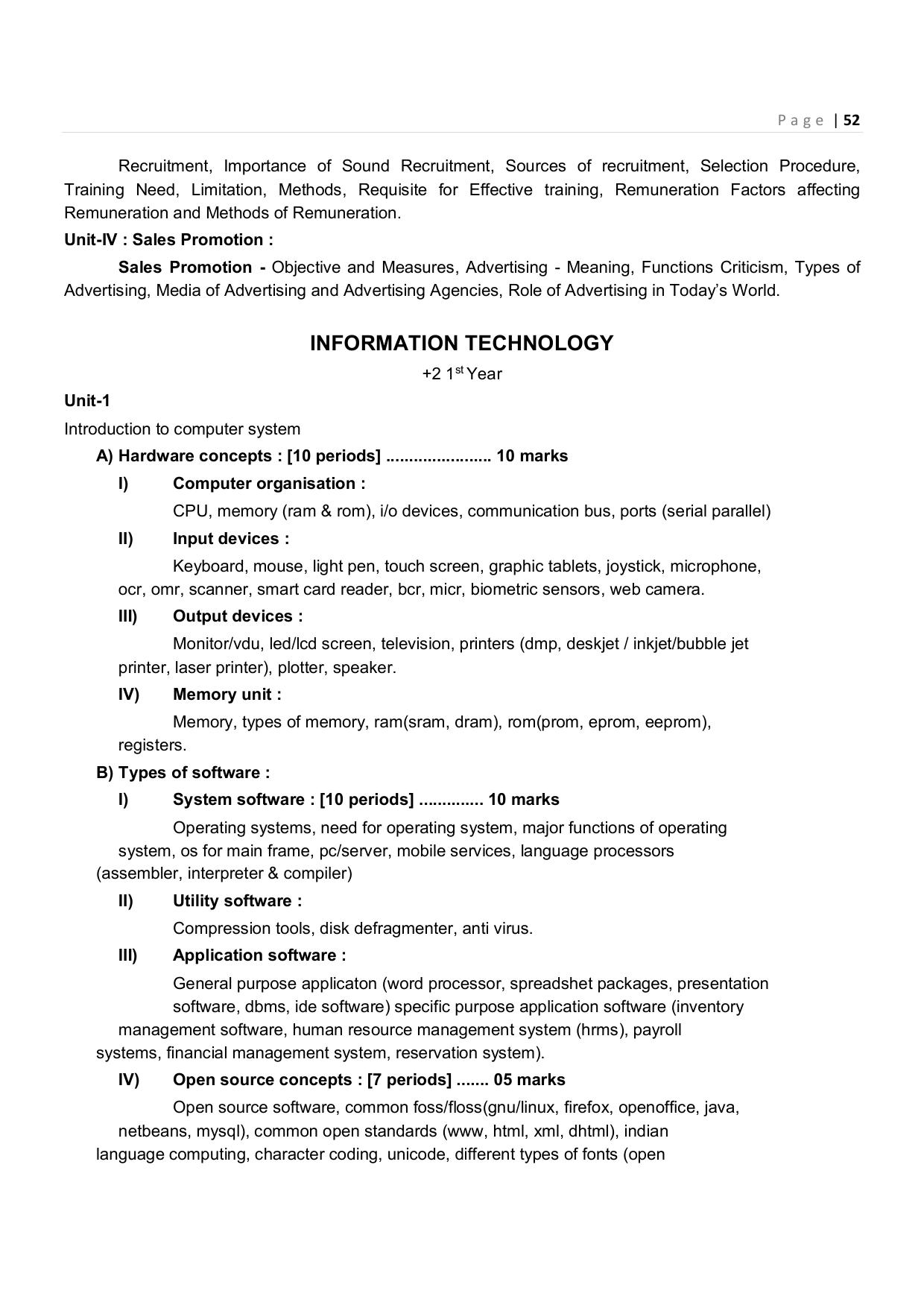 CHSE Odisha Class 12 Syllabus for Commerce - Page 52