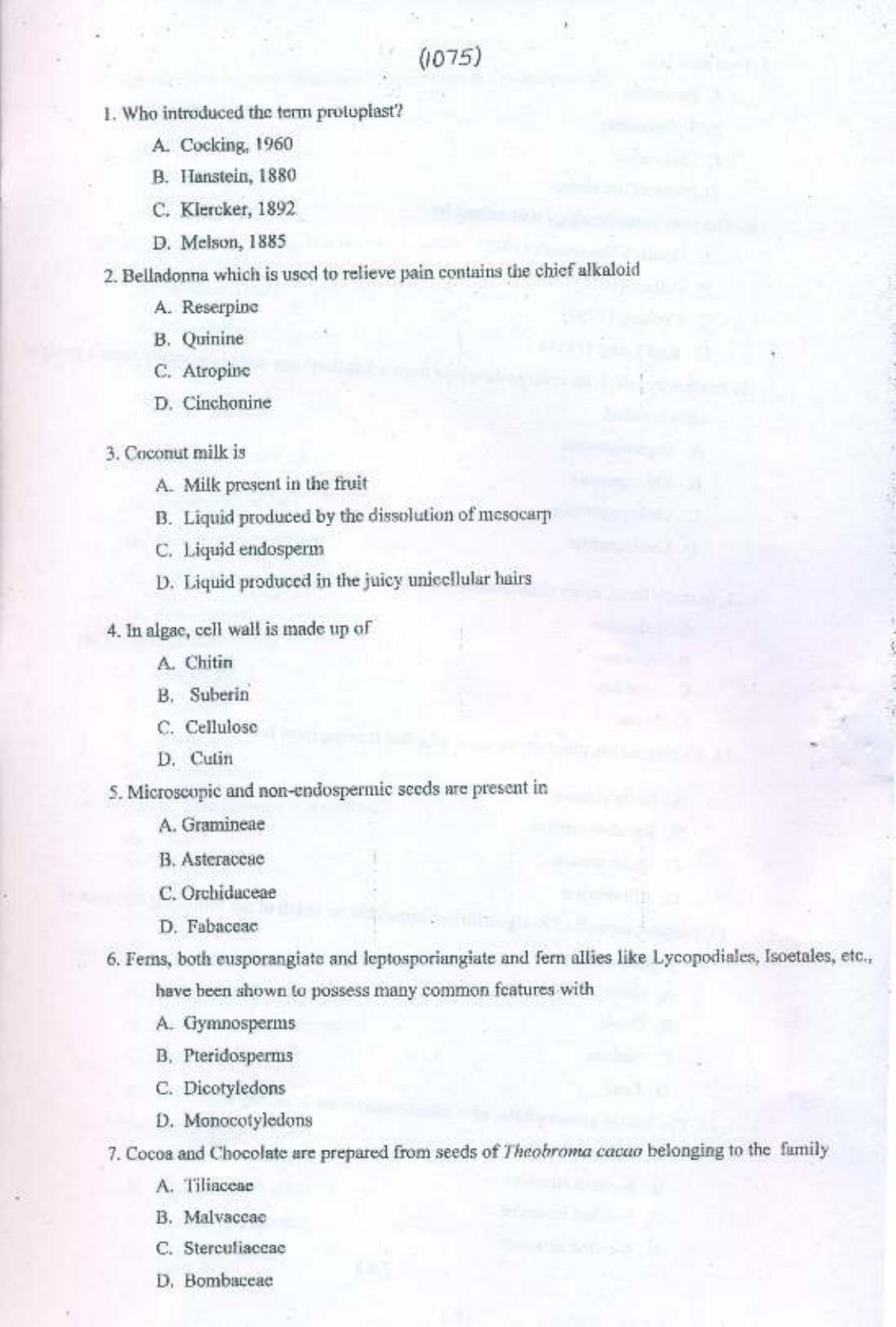 PU MPET Botany 2015 Question Paper - Page 2