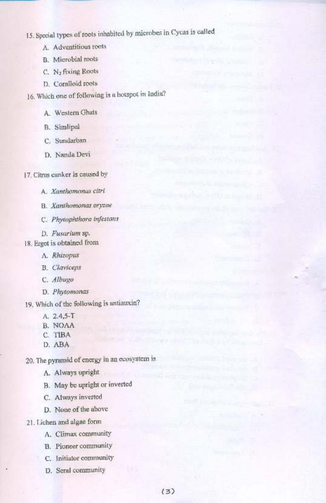 PU MPET Botany 2015 Question Paper - Page 4