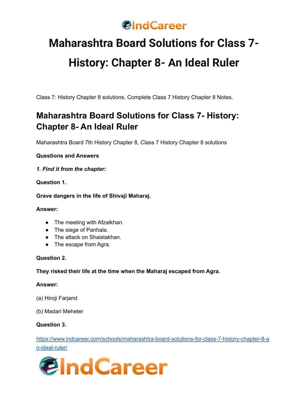 Maharashtra Board Solutions for Class 7- History: Chapter 8- An Ideal Ruler - Page 2