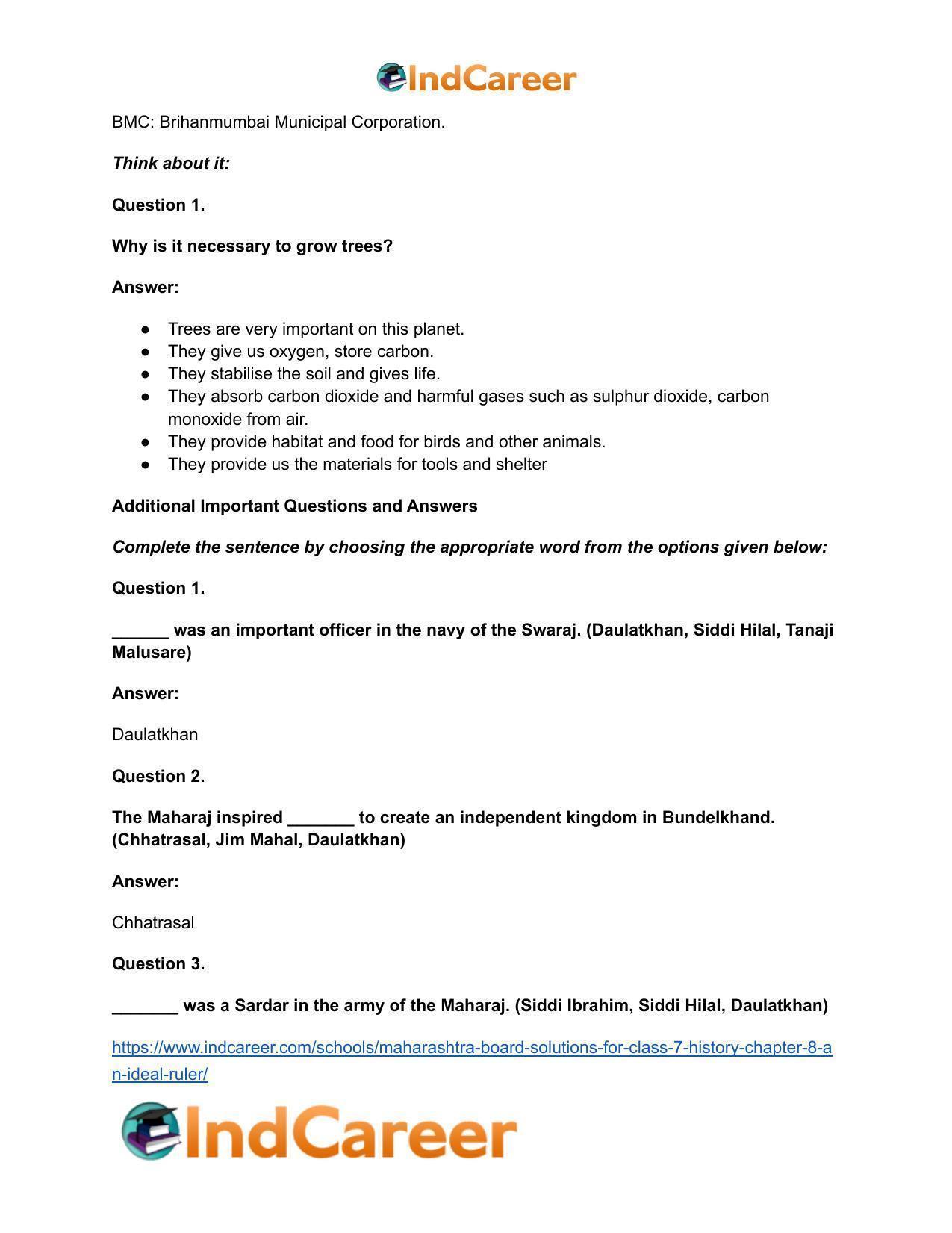 Maharashtra Board Solutions for Class 7- History: Chapter 8- An Ideal Ruler - Page 6