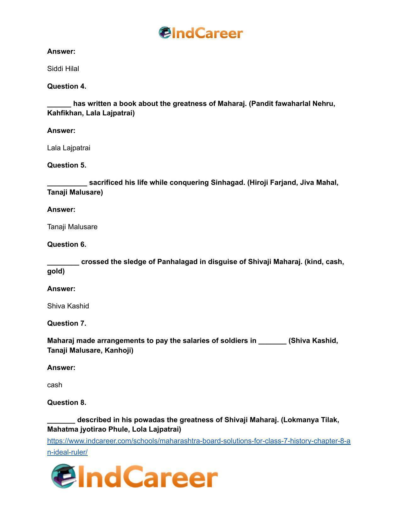 Maharashtra Board Solutions for Class 7- History: Chapter 8- An Ideal Ruler - Page 7
