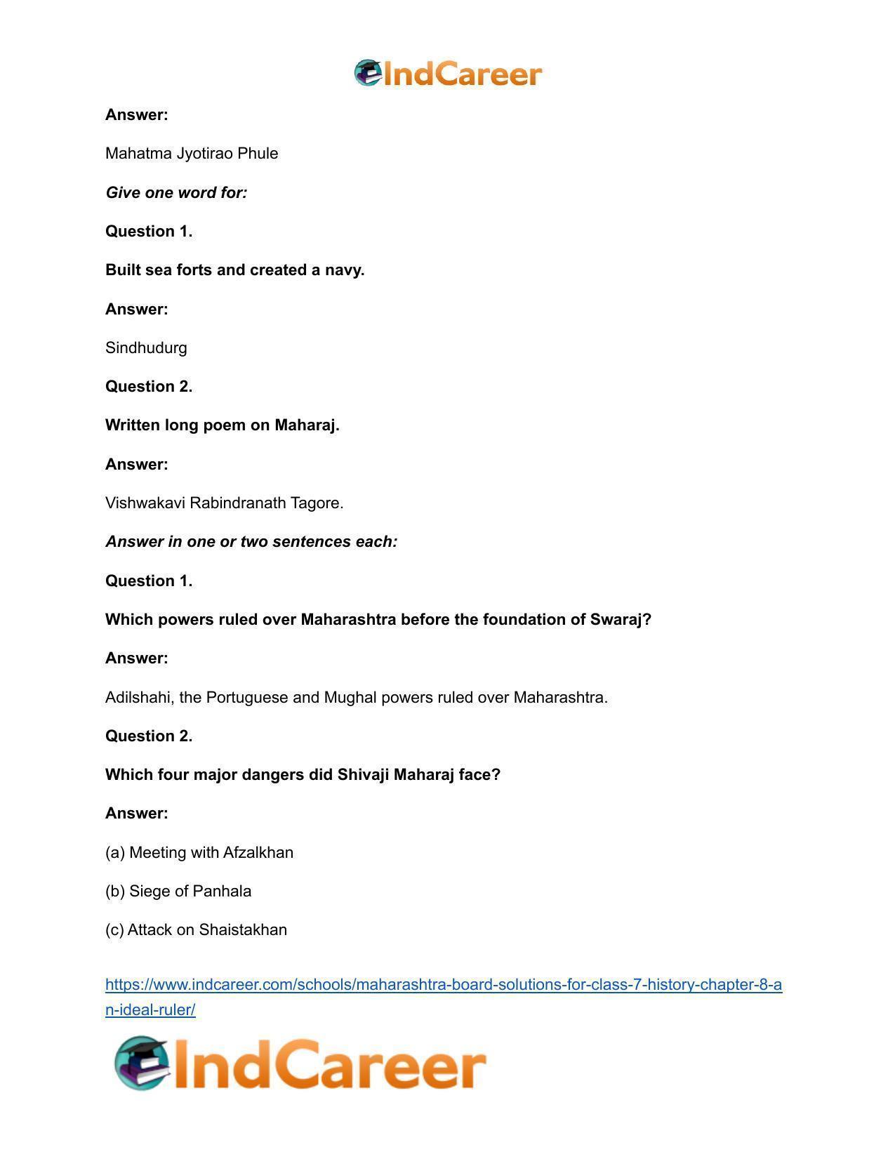 Maharashtra Board Solutions for Class 7- History: Chapter 8- An Ideal Ruler - Page 8