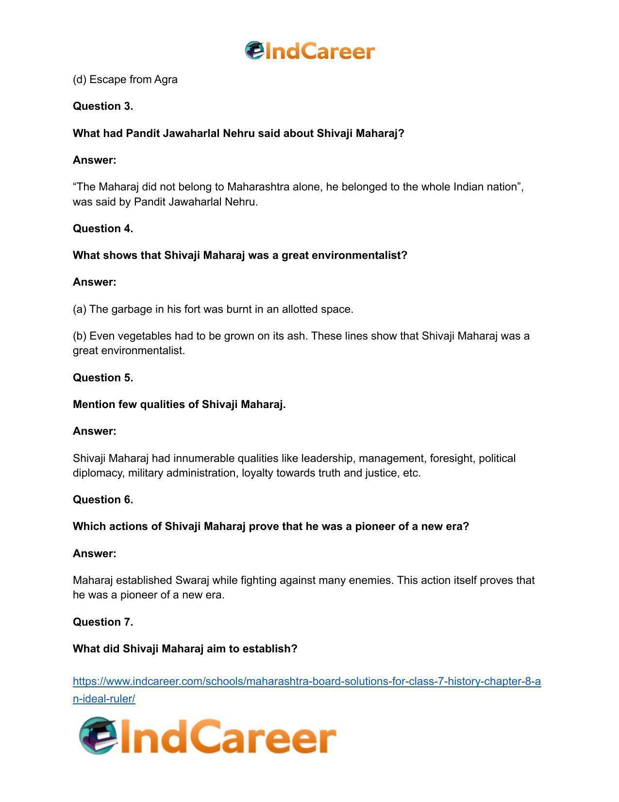 Maharashtra Board Solutions for Class 7- History: Chapter 8- An Ideal Ruler - Page 9