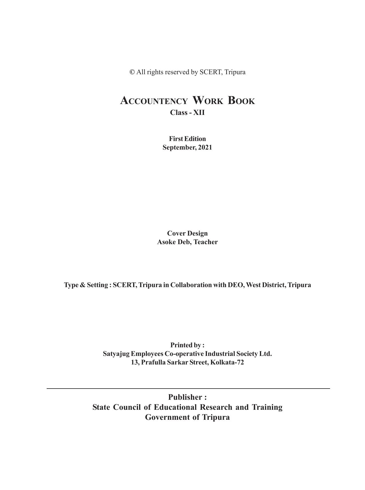Tripura Board Class 12 Accountency English Workbooks - Page 2