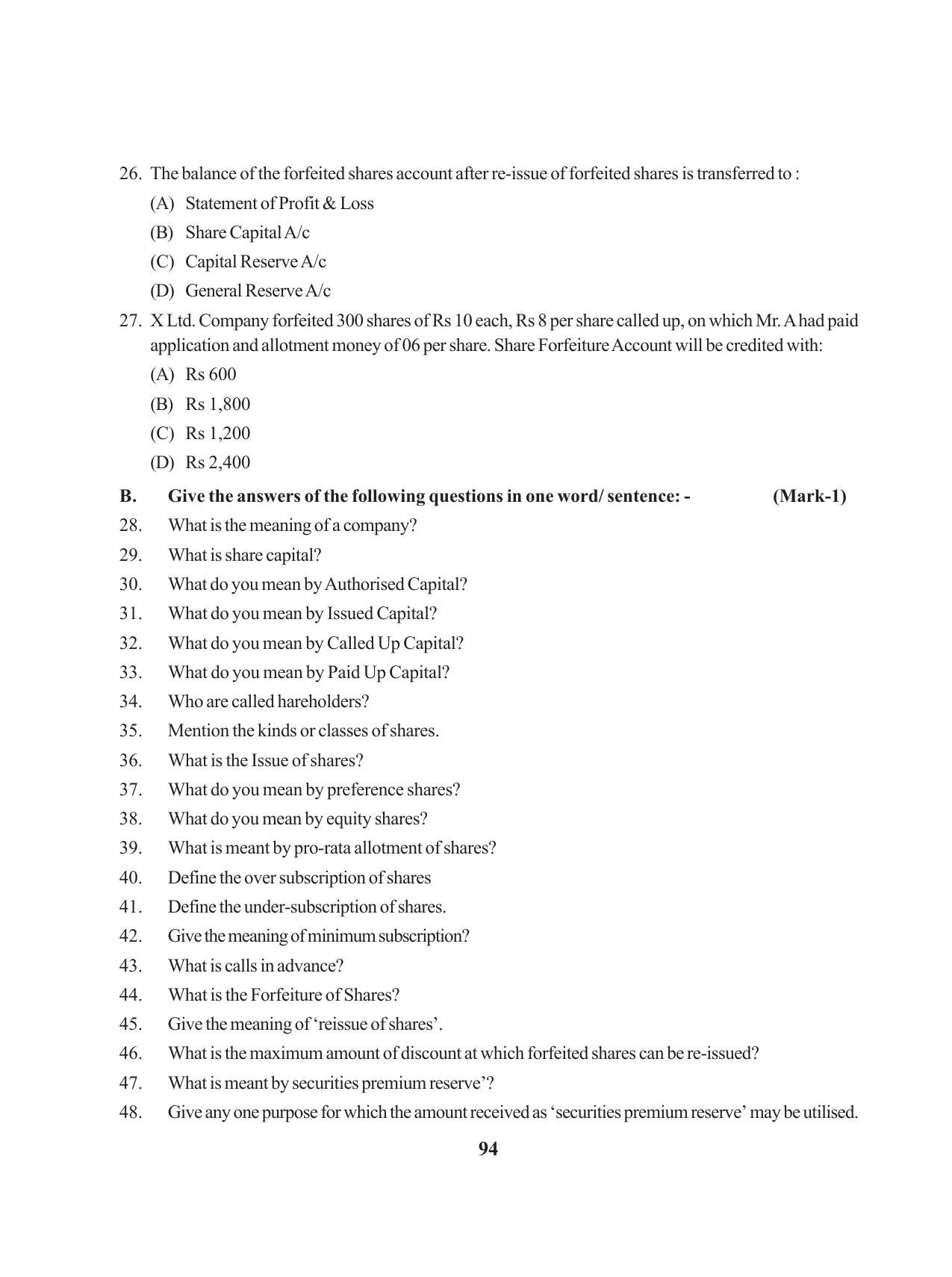 Tripura Board Class 12 Accountency English Workbooks - Page 98