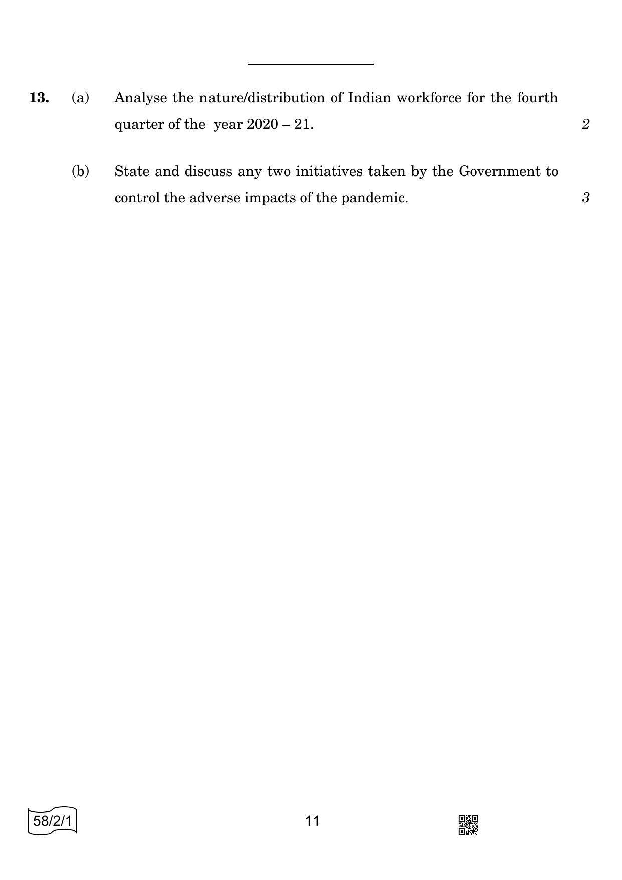 CBSE Class 12 58-2-1 Economics 2022 Question Paper - Page 11
