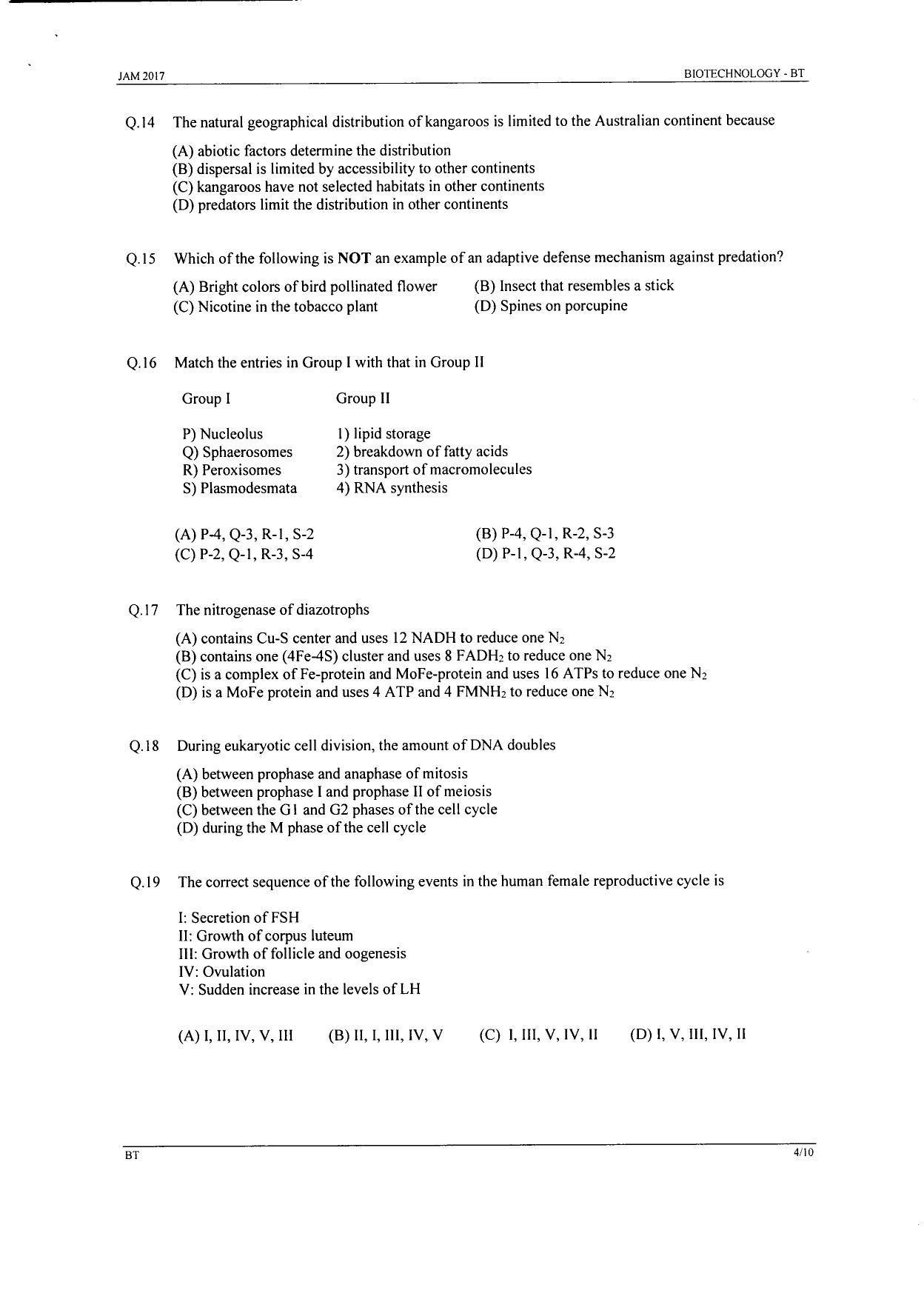 JAM 2017: BT Question Paper - Page 3