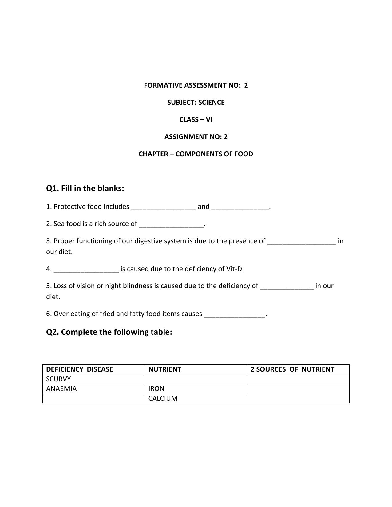 CBSE Worksheets for Class 6 General Science Assignment 7 - Page 1