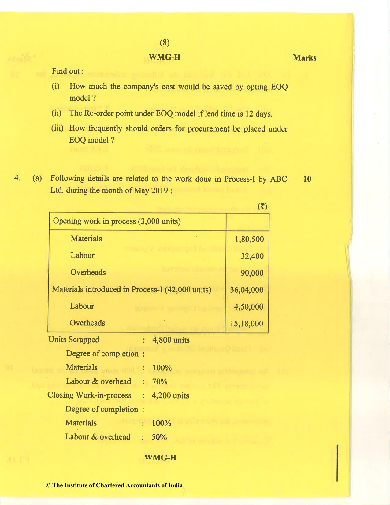 CA Inter Nov 2020 Question Paper - Paper 3 – Cost and Management Accounting - Page 8