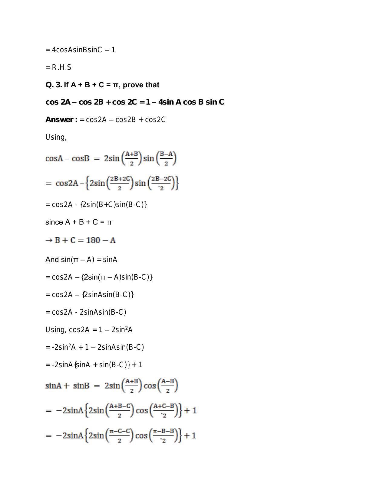 Chapter 16: Conditional Identities Involving Angles of a Triangle: RS Aggarwal Class 11 Solutions  - Page 3