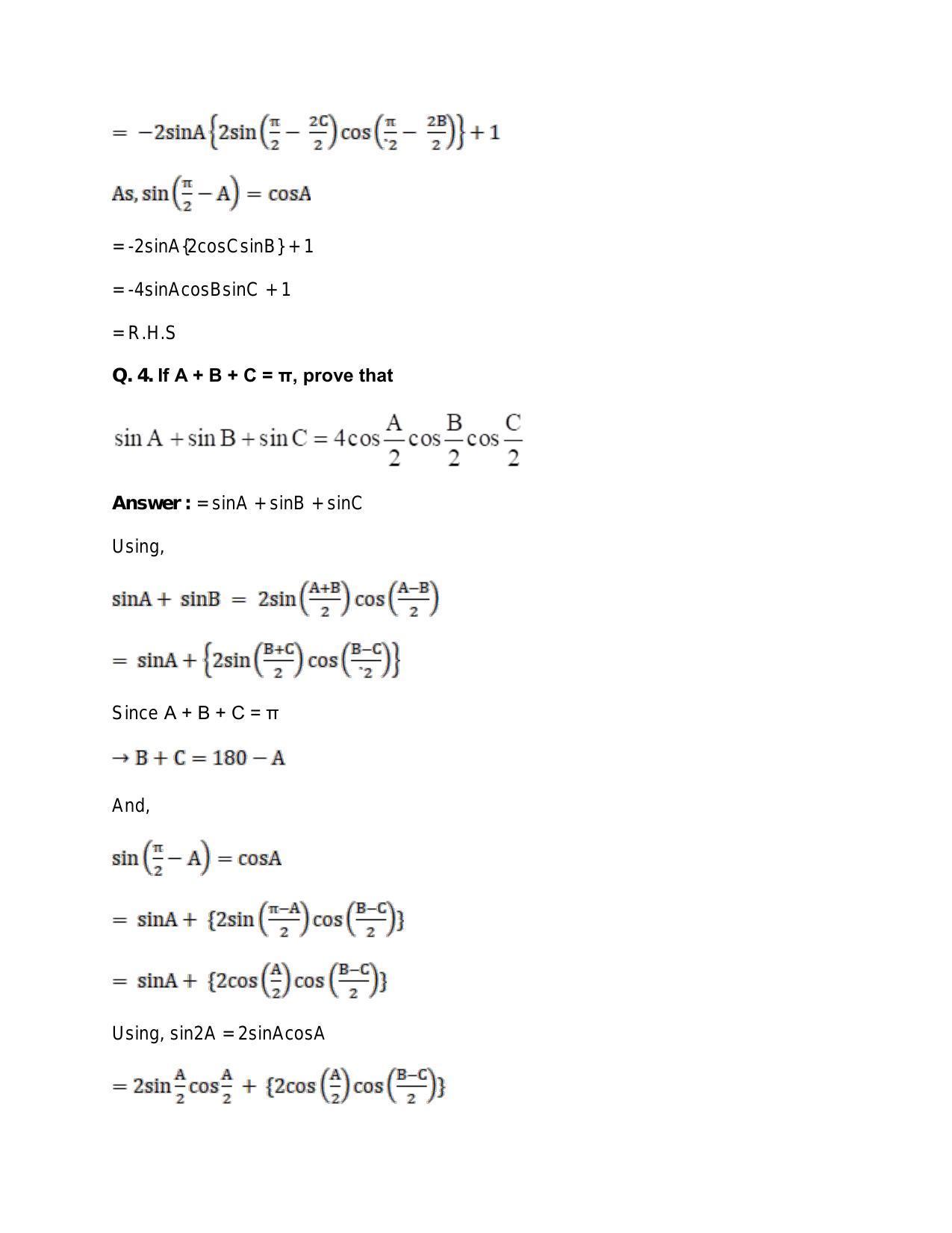 Chapter 16: Conditional Identities Involving Angles of a Triangle: RS Aggarwal Class 11 Solutions  - Page 4