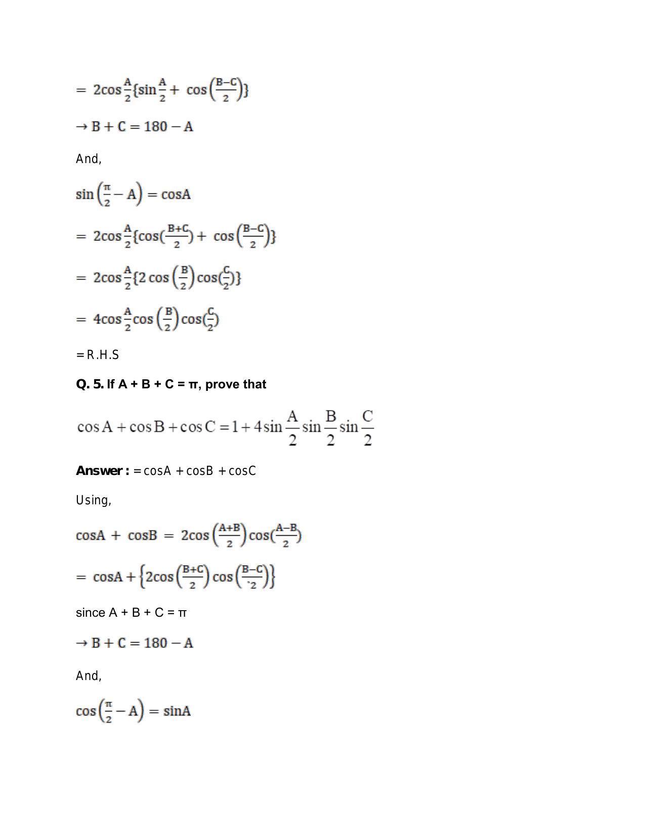 Chapter 16: Conditional Identities Involving Angles of a Triangle: RS Aggarwal Class 11 Solutions  - Page 5