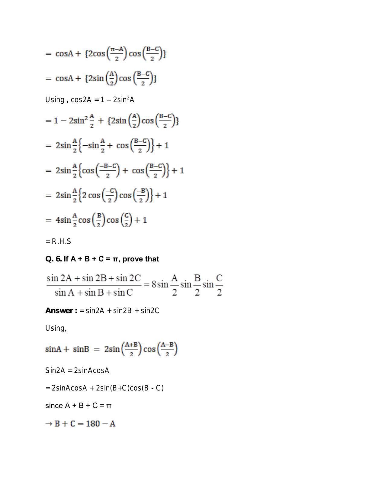 Chapter 16: Conditional Identities Involving Angles of a Triangle: RS Aggarwal Class 11 Solutions  - Page 6
