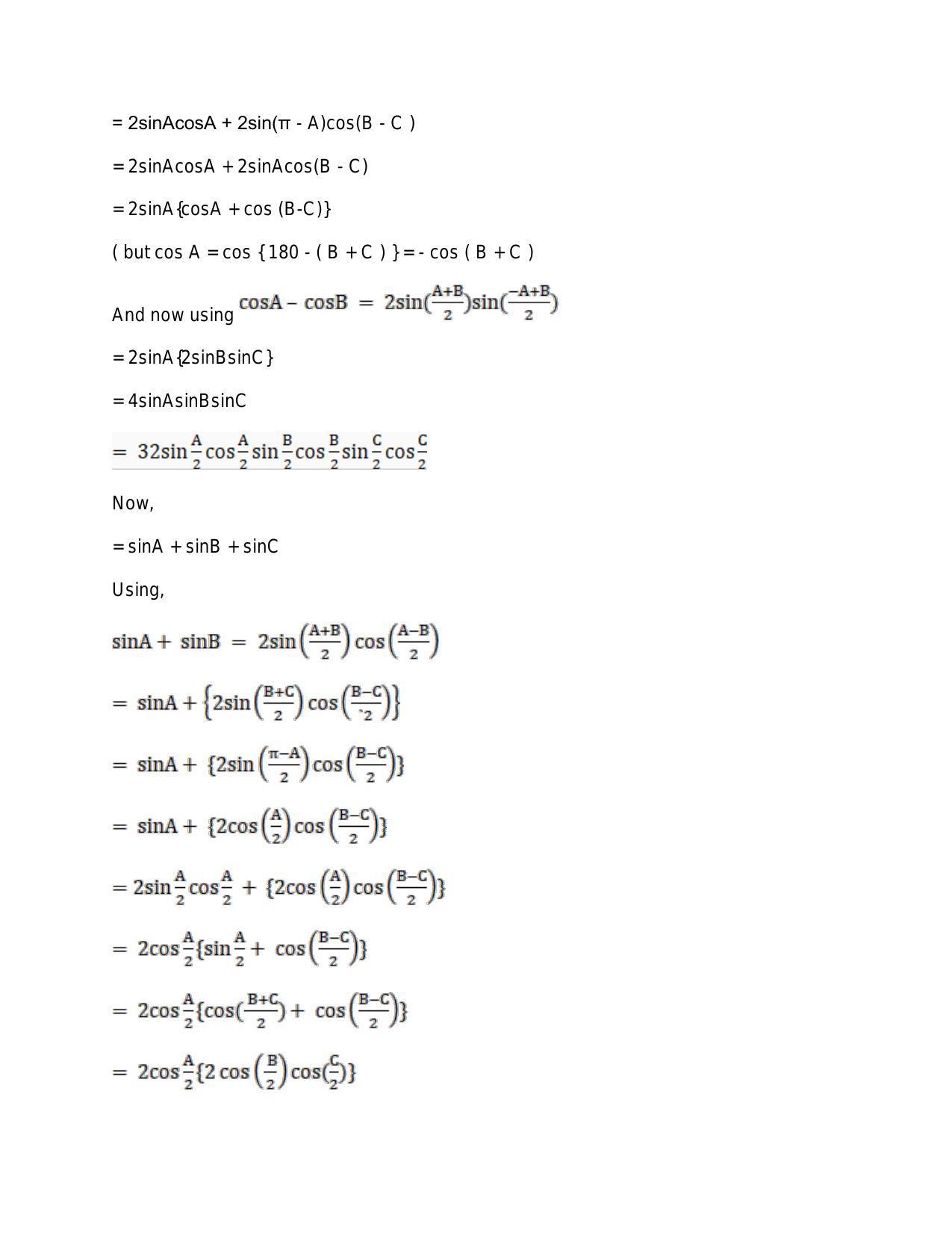 Chapter 16: Conditional Identities Involving Angles of a Triangle: RS Aggarwal Class 11 Solutions  - Page 7
