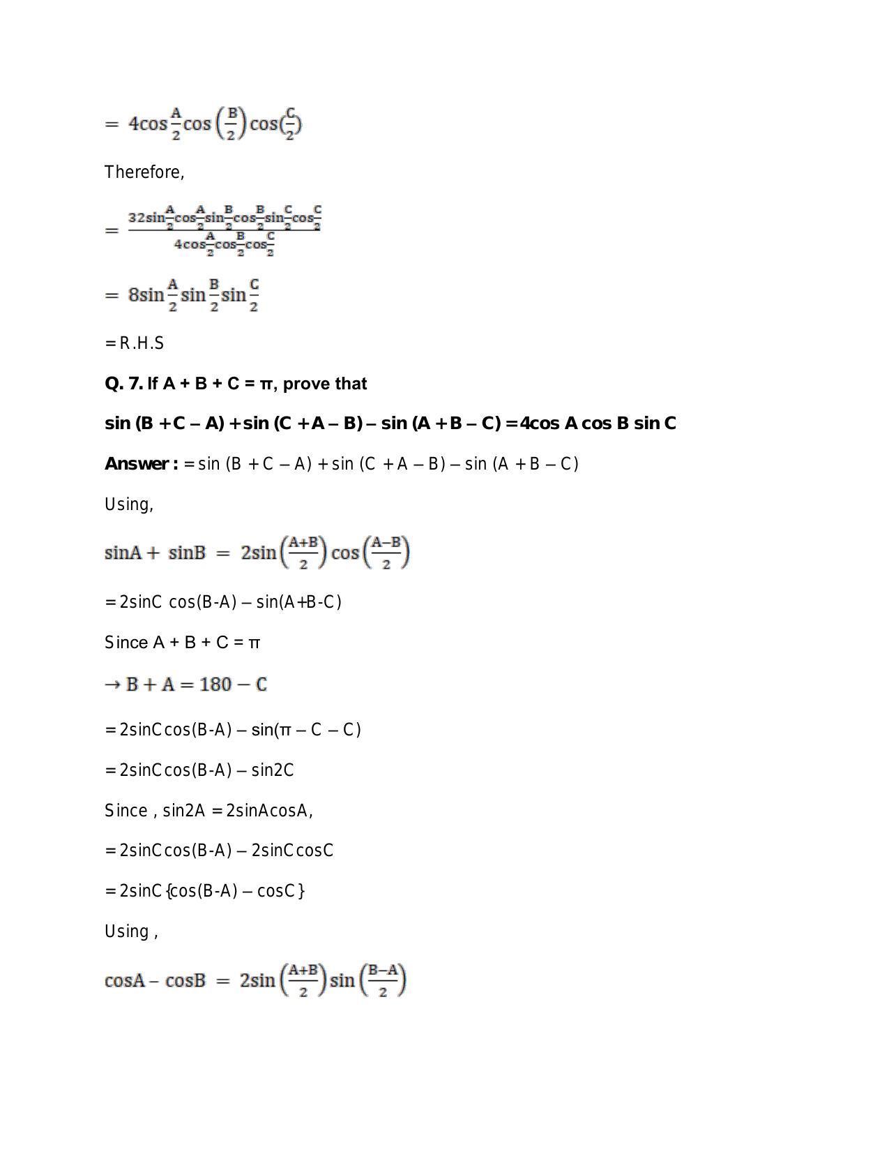 Chapter 16: Conditional Identities Involving Angles of a Triangle: RS Aggarwal Class 11 Solutions  - Page 8