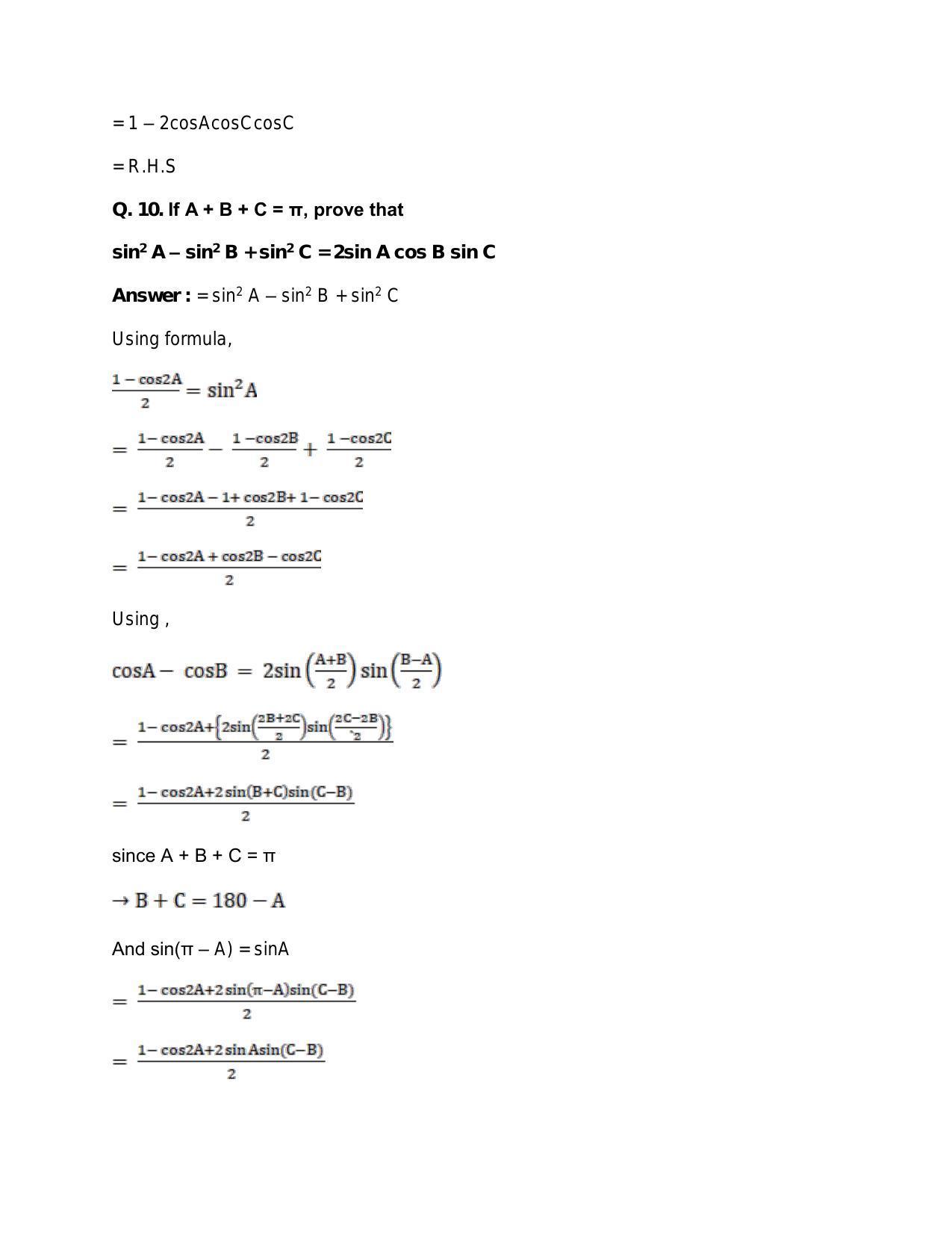 Chapter 16: Conditional Identities Involving Angles of a Triangle: RS Aggarwal Class 11 Solutions  - Page 12