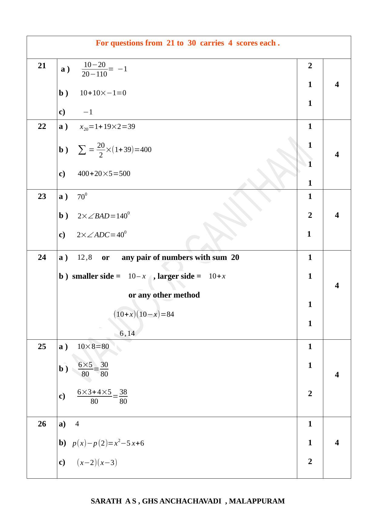 Kerala SSLC 2021 Maths Answer key (EM) (Model) - Page 3