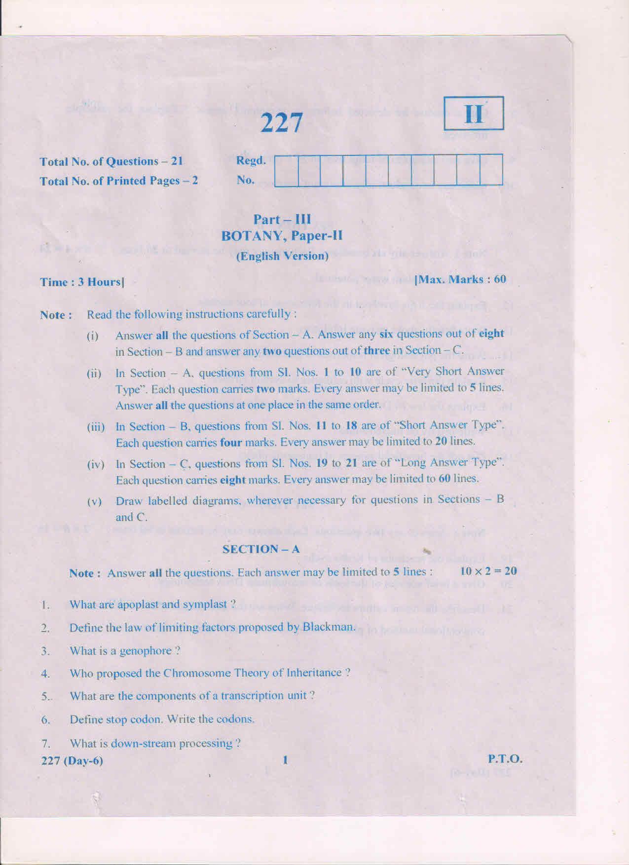 AP Inter 2nd Year Botany-II (EM) March-2019-General Question Paper - Page 1