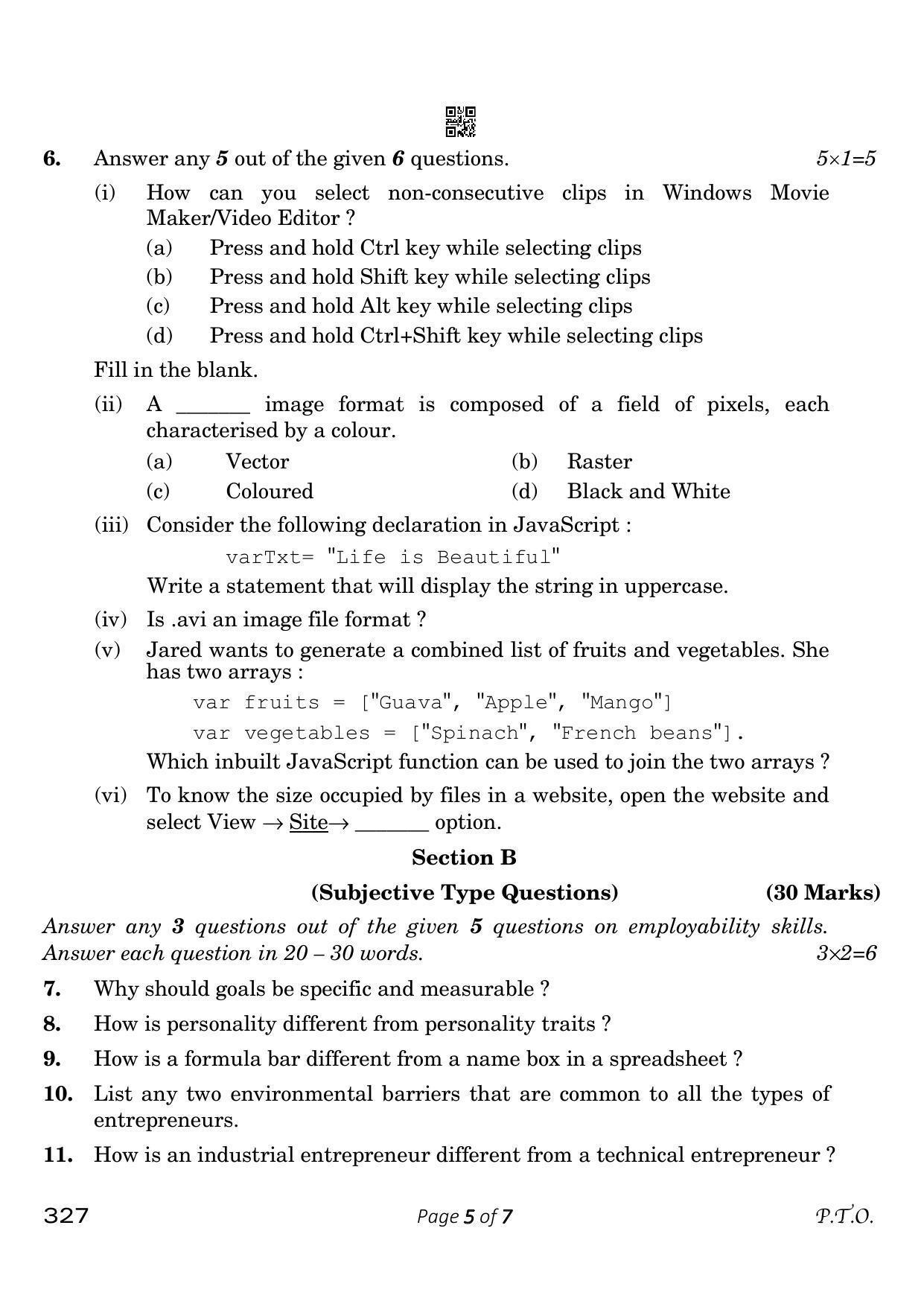 CBSE Class 12 327 Web Applications 2023 Question Paper - Page 5
