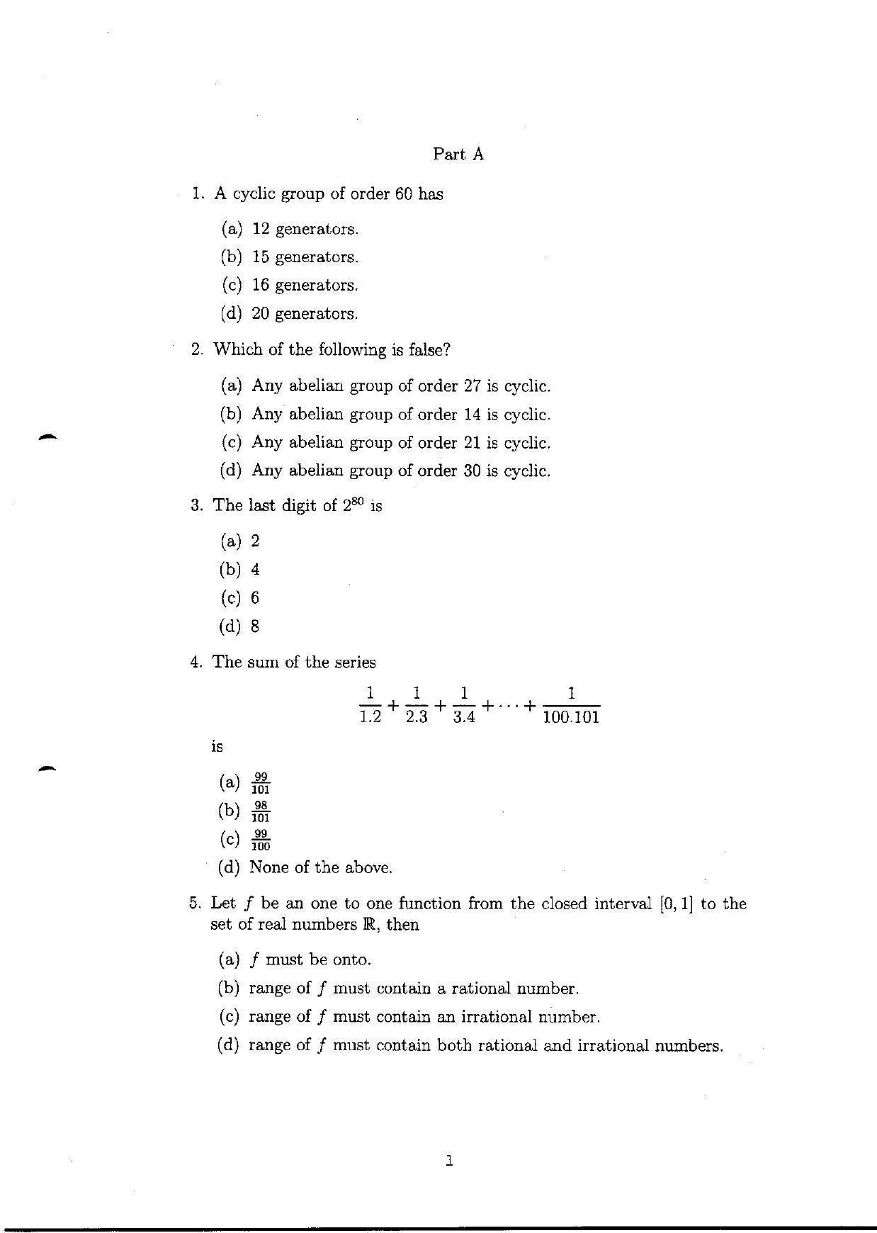 TIFR GS 2010 Mathematics Question Paper - Page 3