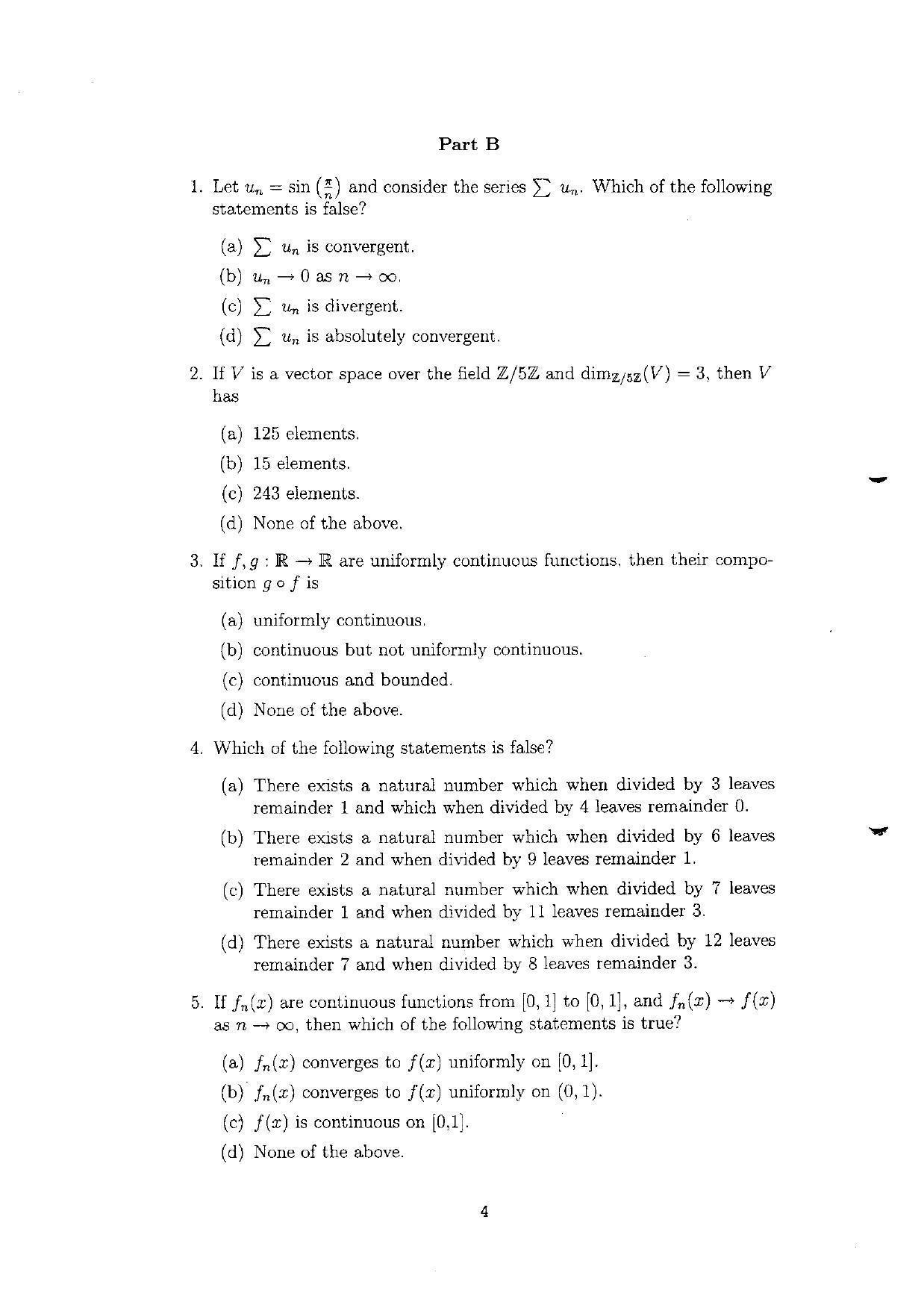 TIFR GS 2010 Mathematics Question Paper - Page 6