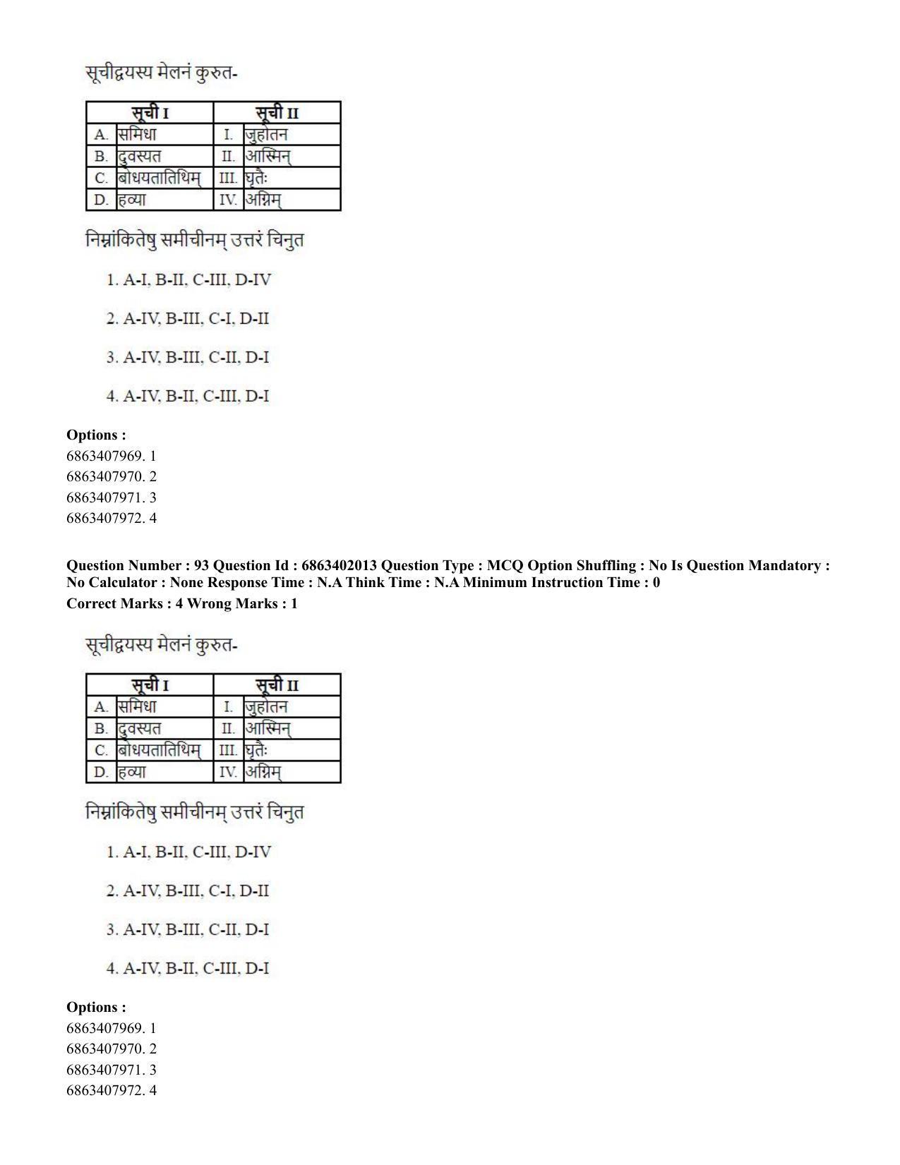 CUET PG 2023: ACQP21 – Shukla Yajurveda (BHU) (Hindi) - Shift 2 (5-06-2023) Question Paper - Page 126