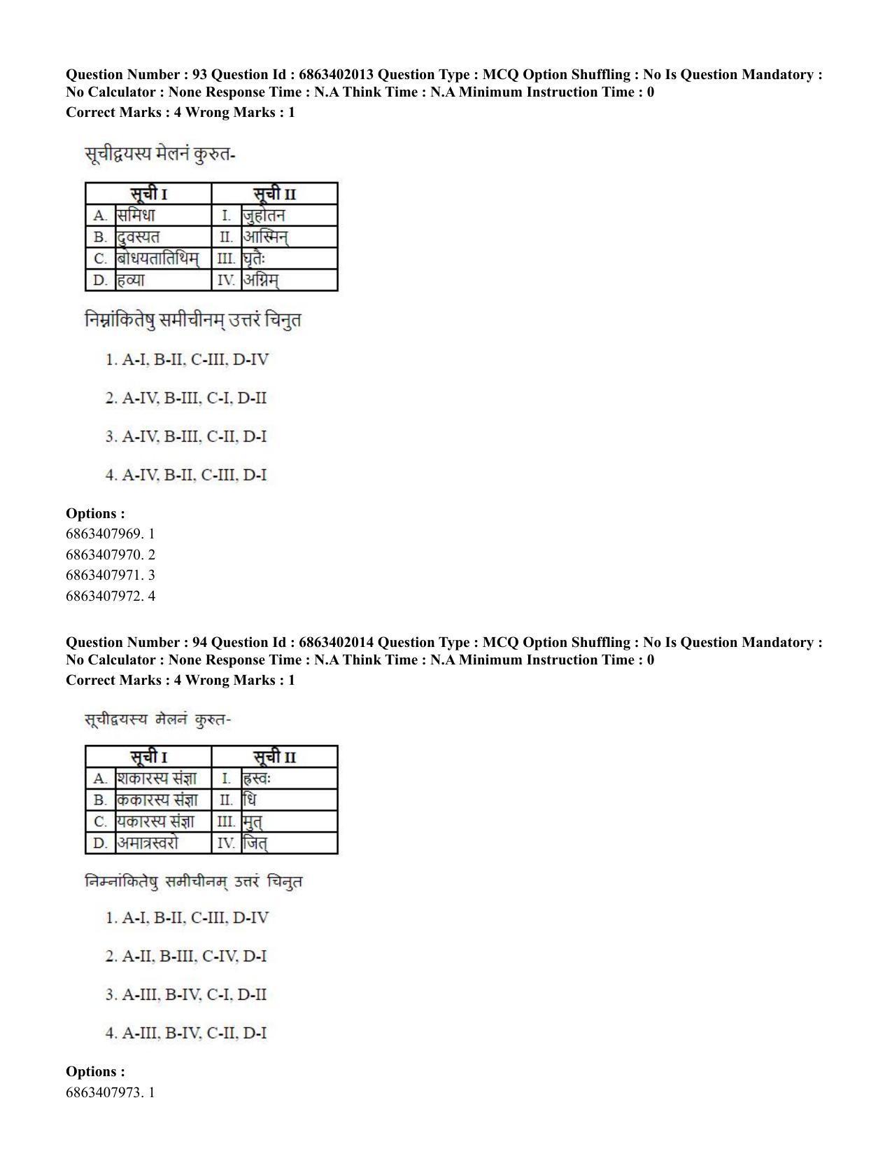 CUET PG 2023: ACQP21 – Shukla Yajurveda (BHU) (Hindi) - Shift 2 (5-06-2023) Question Paper - Page 127