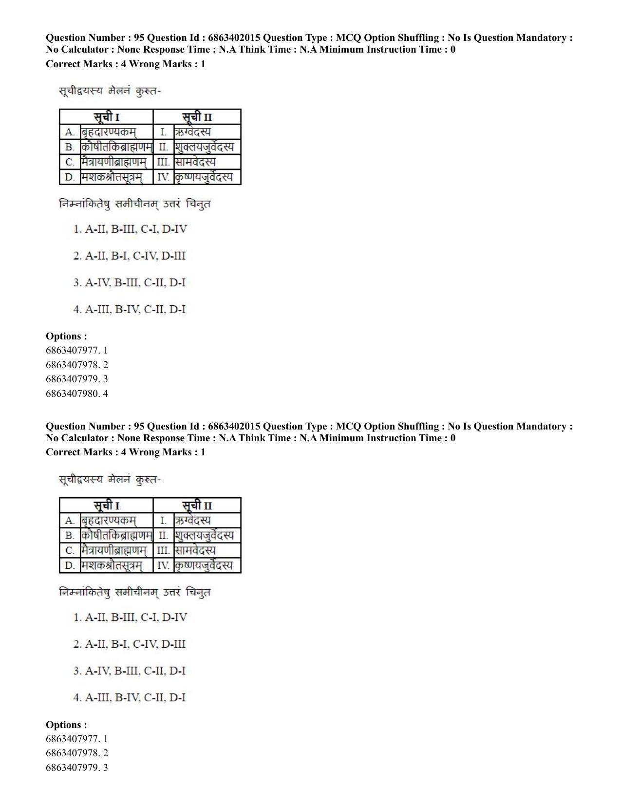 CUET PG 2023: ACQP21 – Shukla Yajurveda (BHU) (Hindi) - Shift 2 (5-06-2023) Question Paper - Page 130
