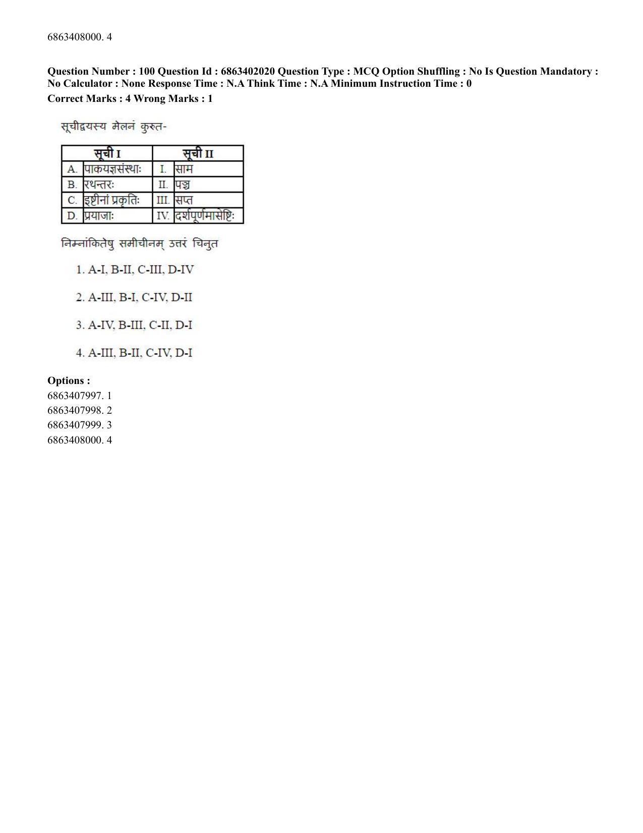 CUET PG 2023: ACQP21 – Shukla Yajurveda (BHU) (Hindi) - Shift 2 (5-06-2023) Question Paper - Page 139