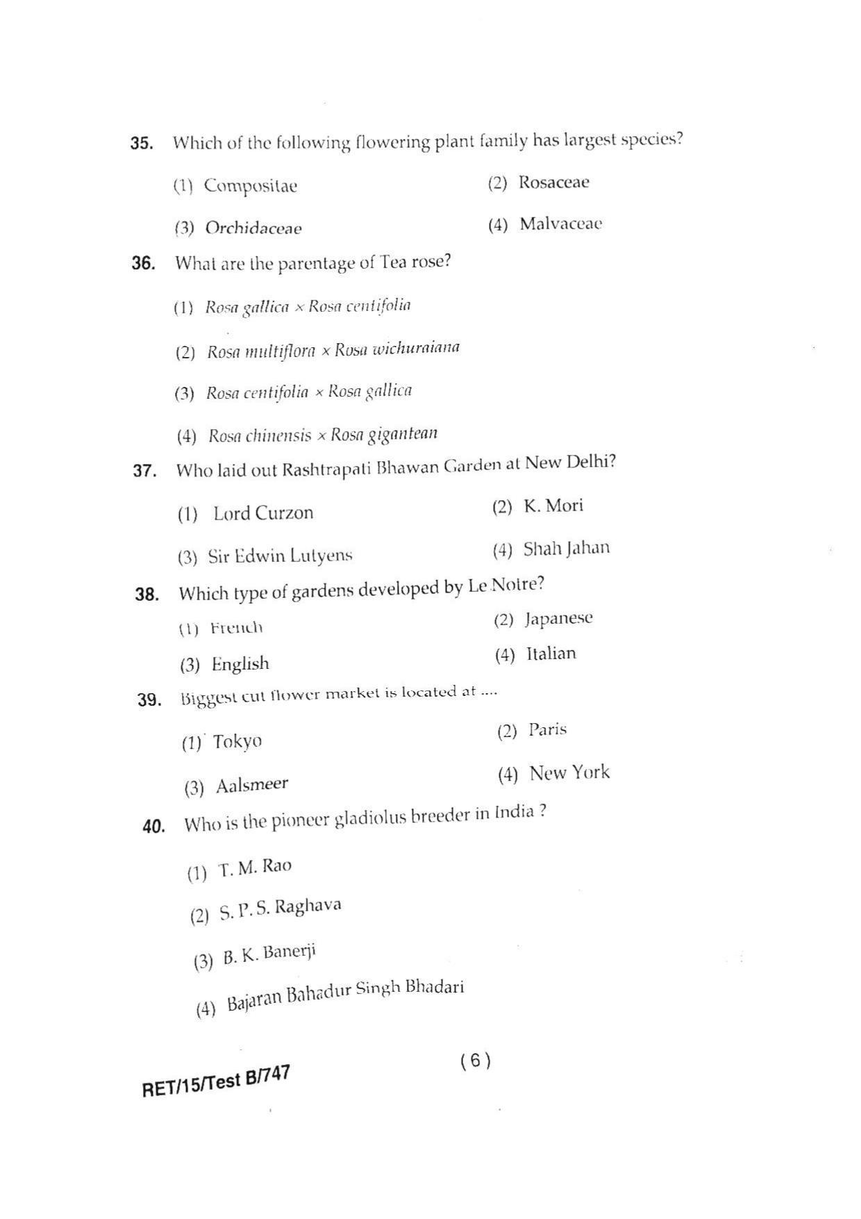 BHU RET HORTICULTURE 2015 Question Paper - Page 8