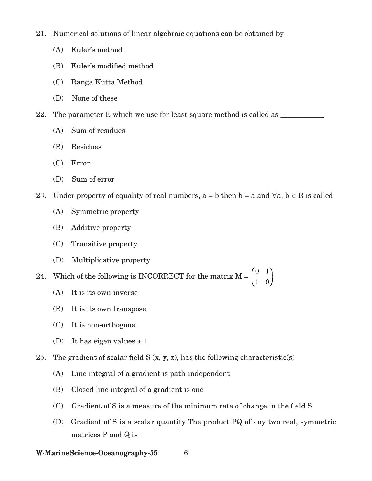 Odisha CPET 2022 OCEANOGRAPHY Question Paper - Page 6