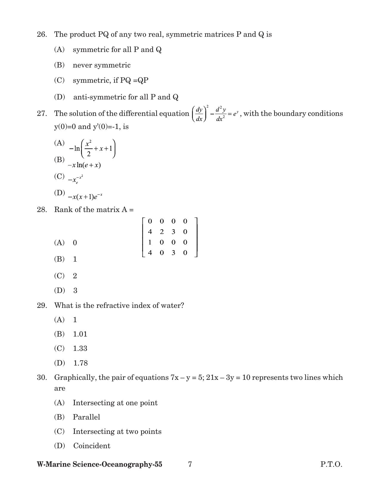Odisha CPET 2022 OCEANOGRAPHY Question Paper - Page 7