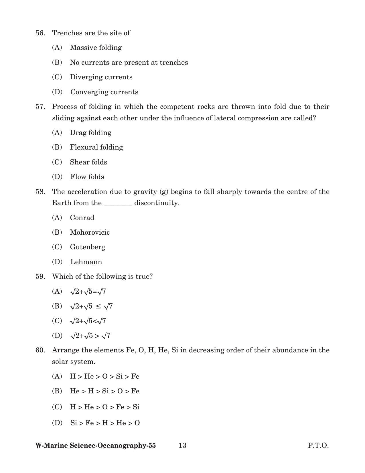 Odisha CPET 2022 OCEANOGRAPHY Question Paper - Page 13