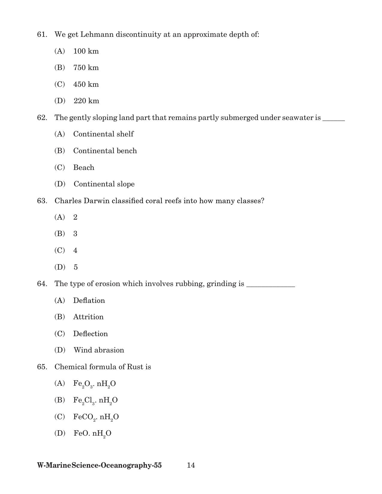 Odisha CPET 2022 OCEANOGRAPHY Question Paper - Page 14