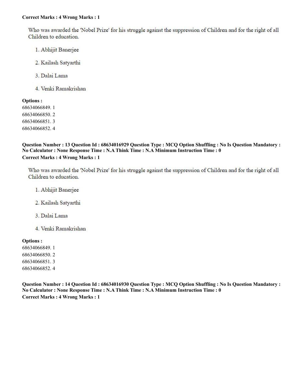 CUET PG 2023: SCQP14 – Geology , Earth Sciences(ENG) - Shift 1 (13-06-2023) Question Paper  - Page 14
