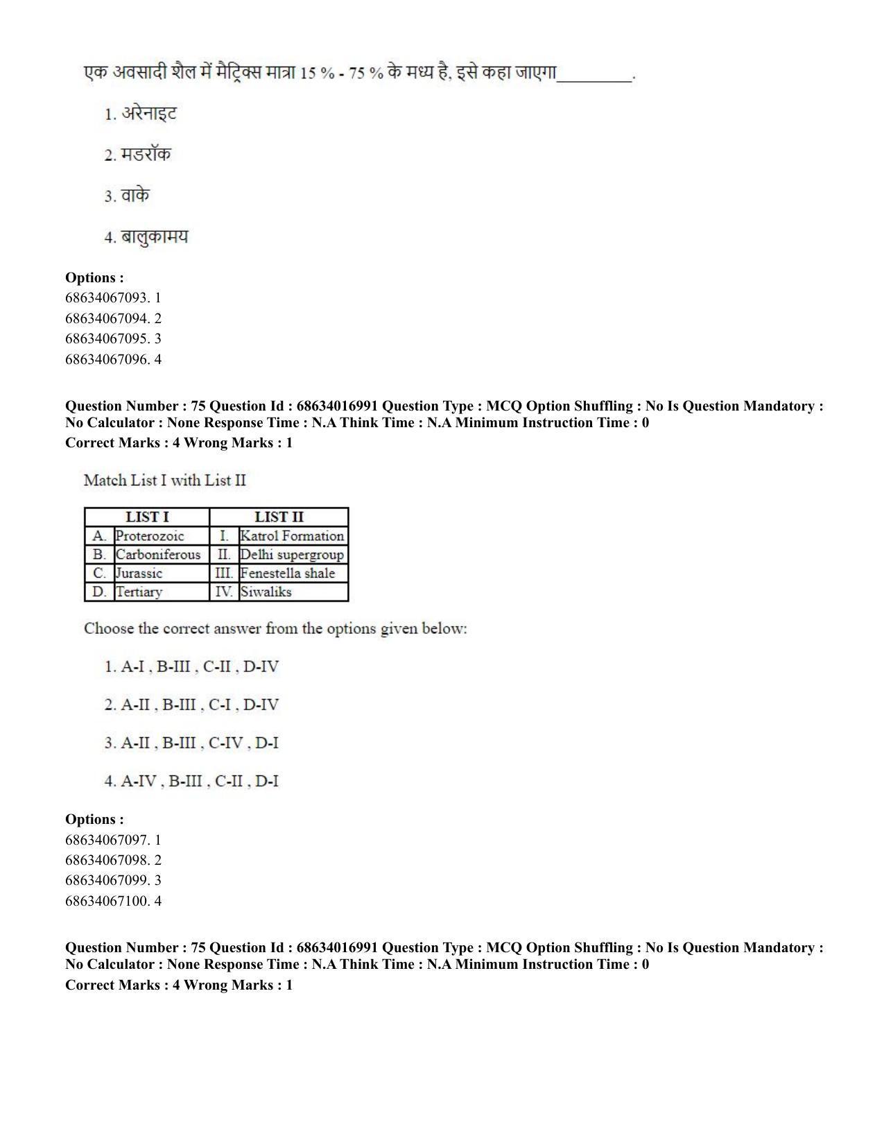 CUET PG 2023: SCQP14 – Geology , Earth Sciences(ENG) - Shift 1 (13-06-2023) Question Paper  - Page 72