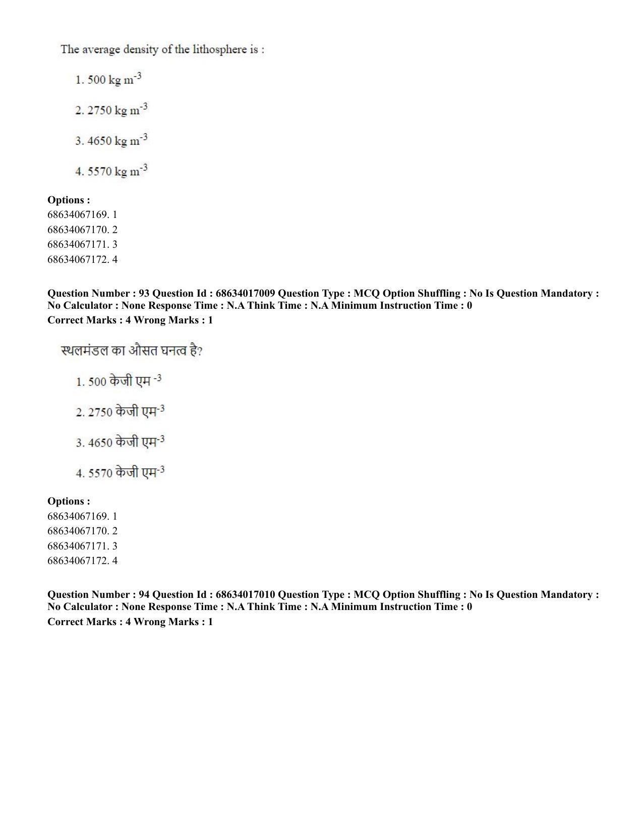 CUET PG 2023: SCQP14 – Geology , Earth Sciences(ENG) - Shift 1 (13-06-2023) Question Paper  - Page 88