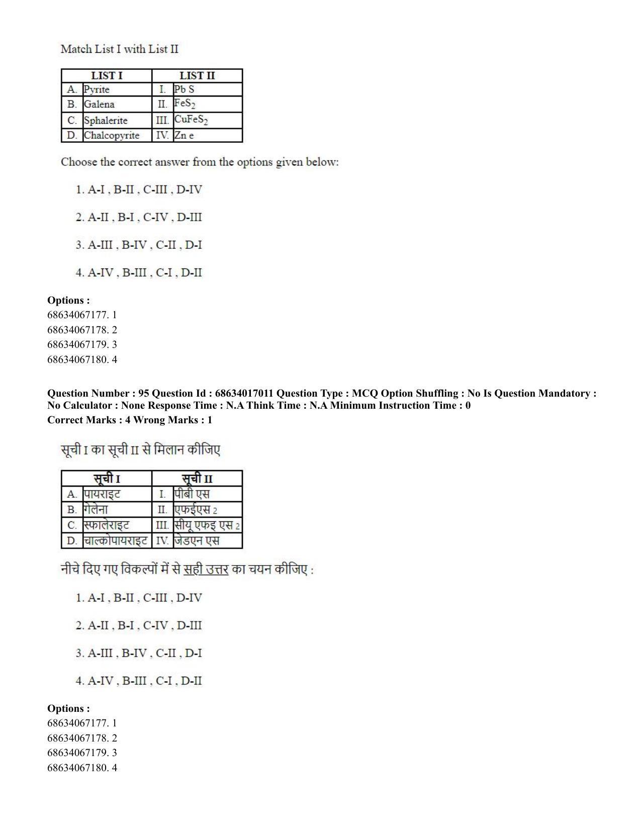 CUET PG 2023: SCQP14 – Geology , Earth Sciences(ENG) - Shift 1 (13-06-2023) Question Paper  - Page 90