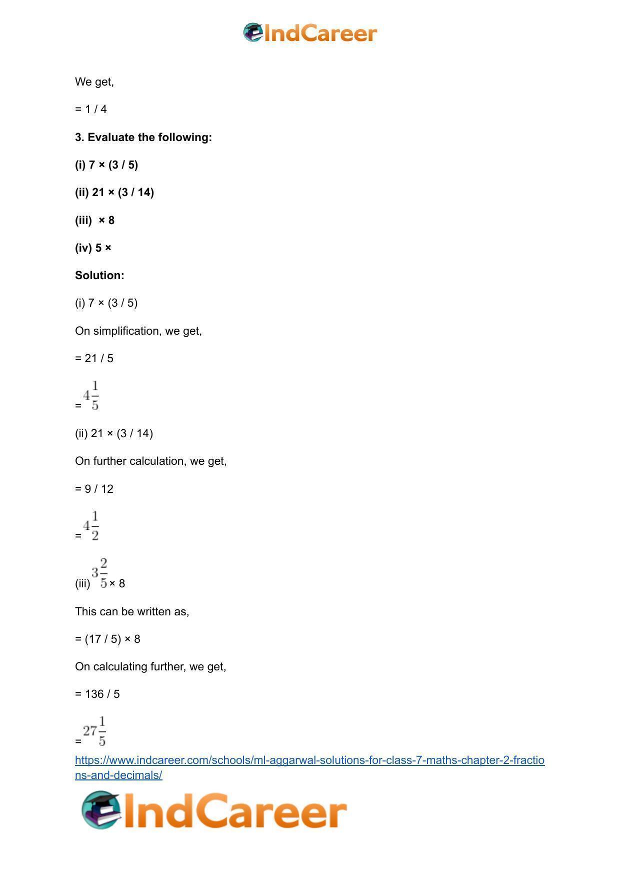 ML Aggarwal Solutions for Class 7 Maths Chapter 2- Fractions and Decimals - Page 5
