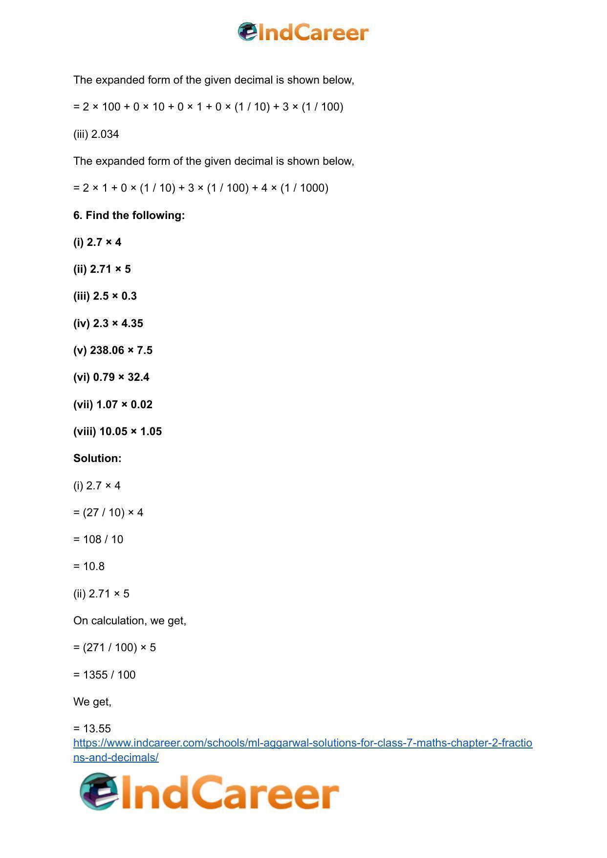 ML Aggarwal Solutions for Class 7 Maths Chapter 2- Fractions and Decimals - Page 7