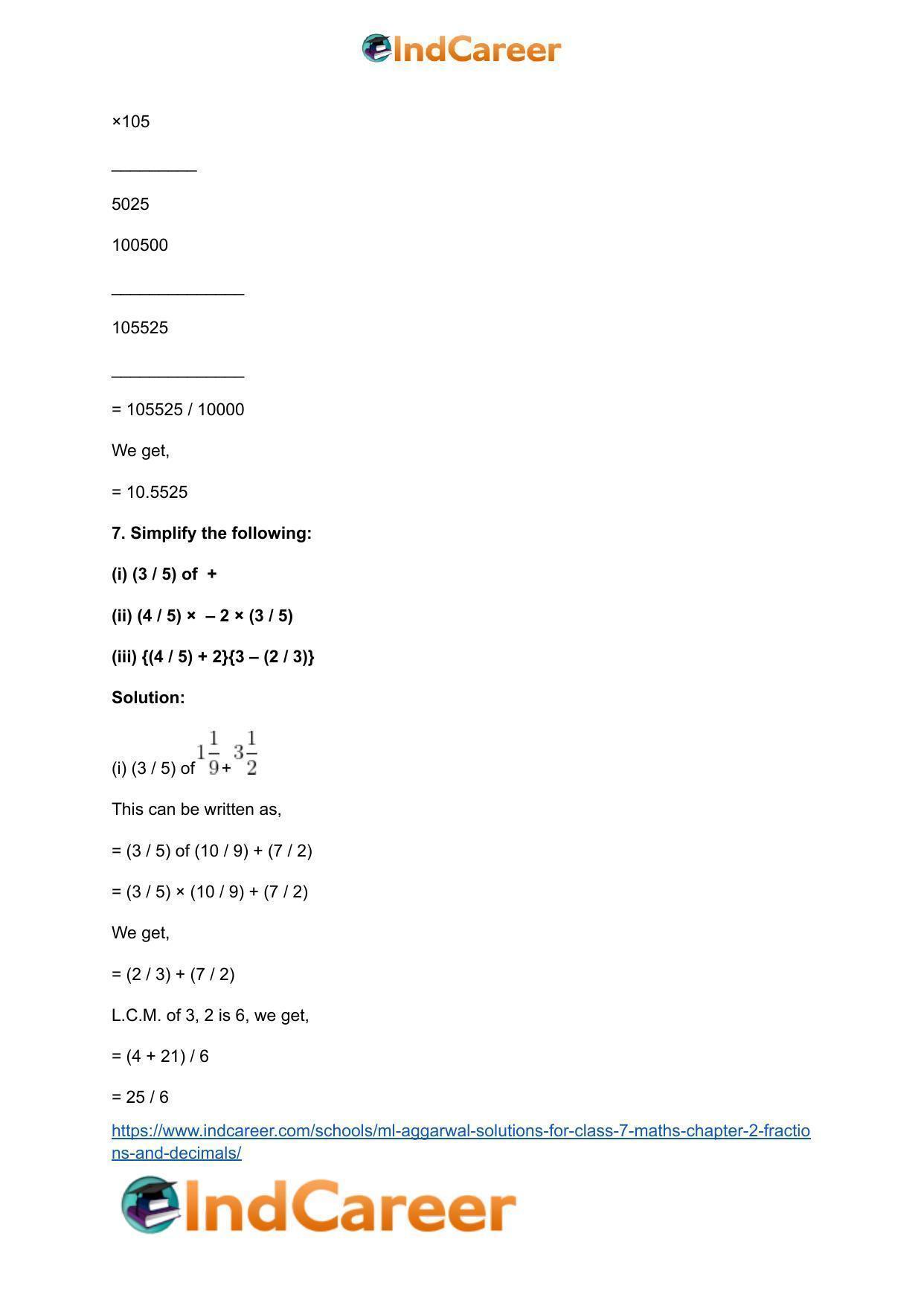 ML Aggarwal Solutions for Class 7 Maths Chapter 2- Fractions and Decimals - Page 10