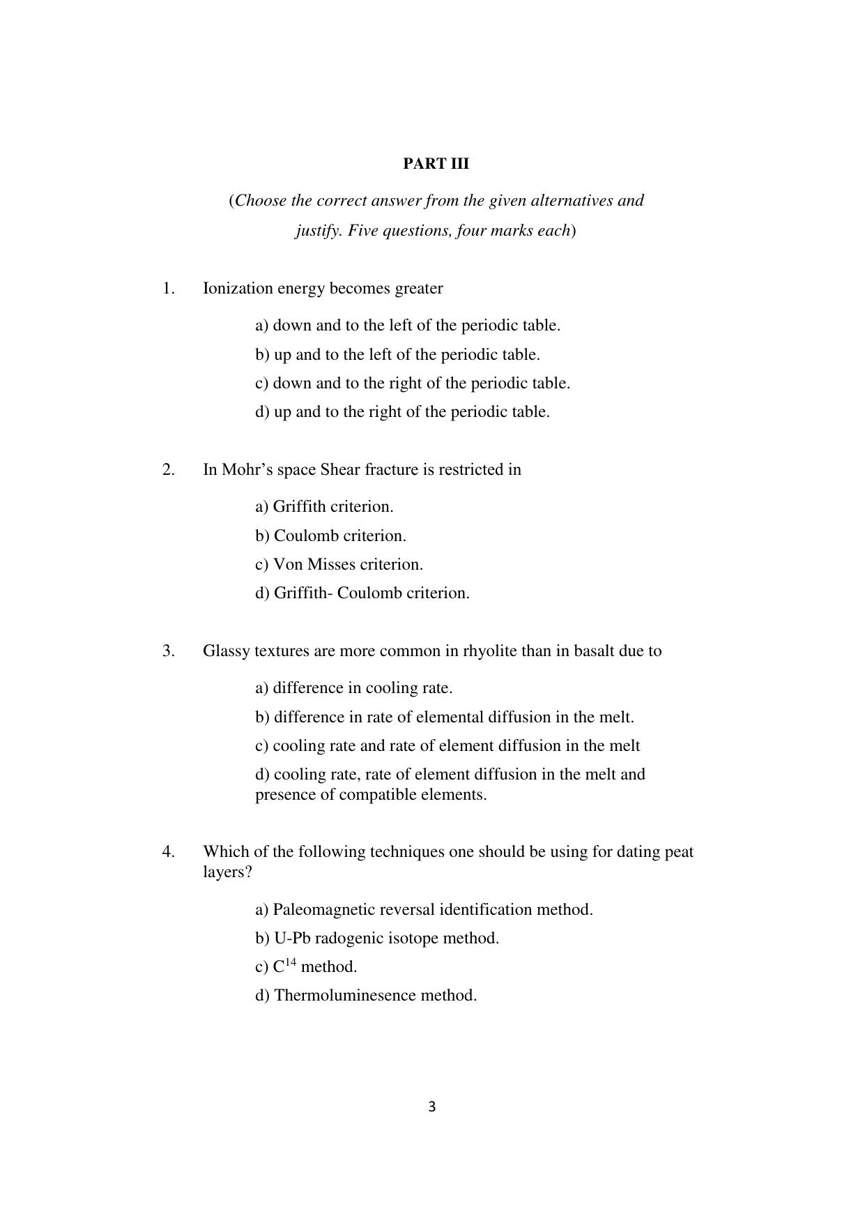 ISI Admission Test JRF in Geology (GEB) 2023 Sample Paper - Page 3